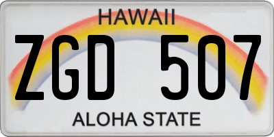 HI license plate ZGD507