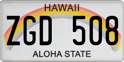 HI license plate ZGD508