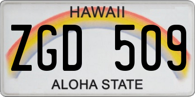 HI license plate ZGD509