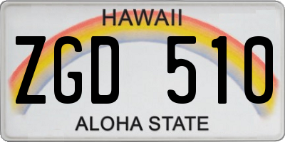 HI license plate ZGD510
