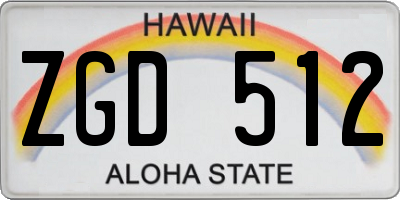 HI license plate ZGD512