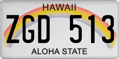 HI license plate ZGD513