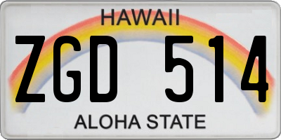 HI license plate ZGD514