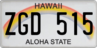 HI license plate ZGD515