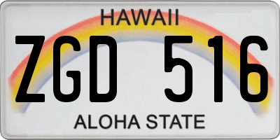 HI license plate ZGD516