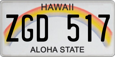 HI license plate ZGD517
