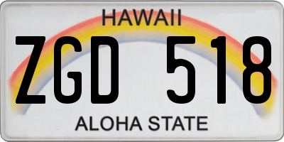 HI license plate ZGD518