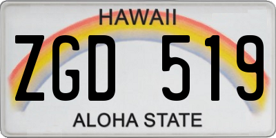 HI license plate ZGD519