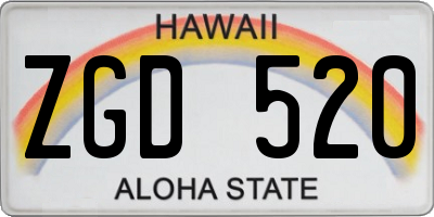 HI license plate ZGD520