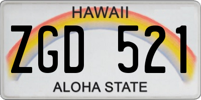HI license plate ZGD521