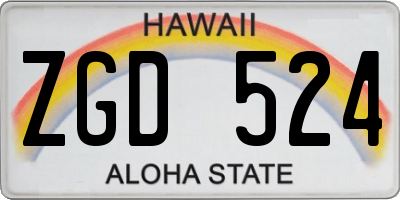 HI license plate ZGD524