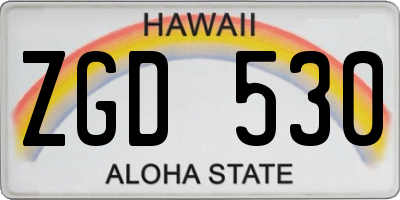 HI license plate ZGD530