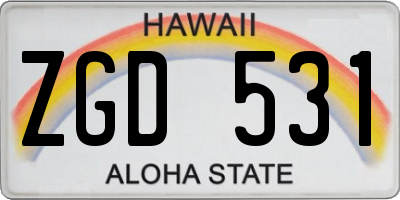 HI license plate ZGD531