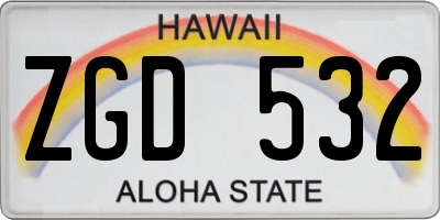 HI license plate ZGD532