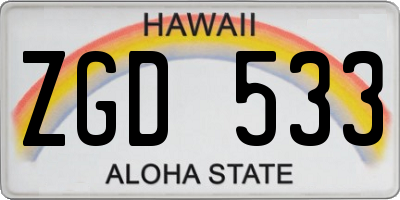 HI license plate ZGD533