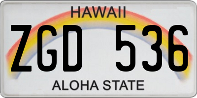 HI license plate ZGD536