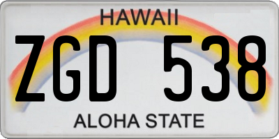 HI license plate ZGD538