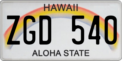 HI license plate ZGD540