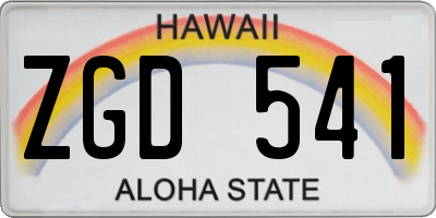 HI license plate ZGD541