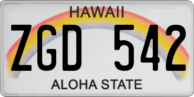 HI license plate ZGD542
