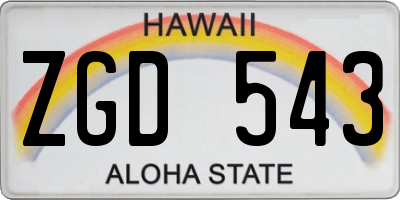 HI license plate ZGD543