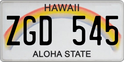 HI license plate ZGD545