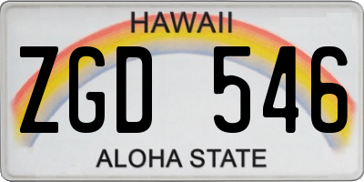 HI license plate ZGD546