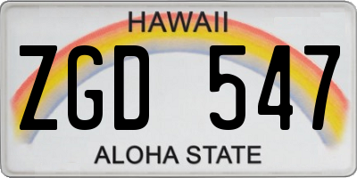 HI license plate ZGD547