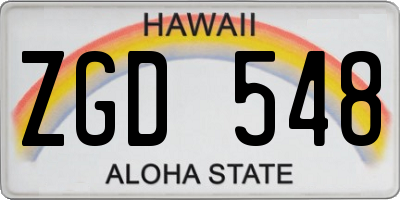 HI license plate ZGD548
