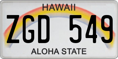 HI license plate ZGD549