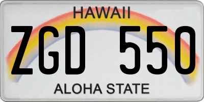 HI license plate ZGD550