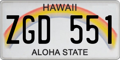 HI license plate ZGD551