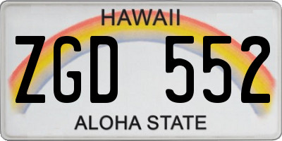 HI license plate ZGD552