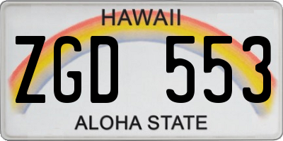HI license plate ZGD553
