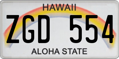HI license plate ZGD554