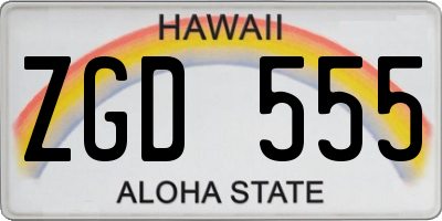 HI license plate ZGD555