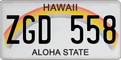 HI license plate ZGD558