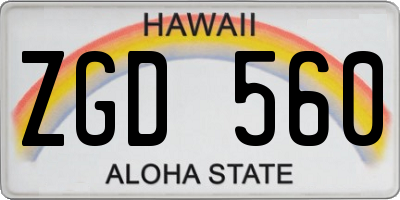 HI license plate ZGD560