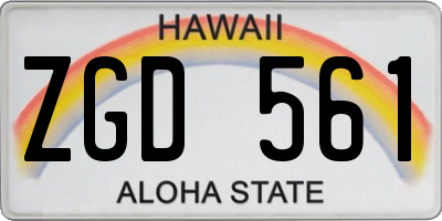 HI license plate ZGD561