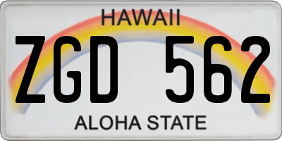 HI license plate ZGD562