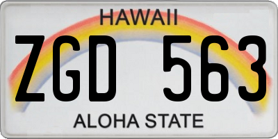 HI license plate ZGD563
