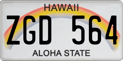 HI license plate ZGD564