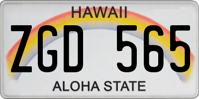 HI license plate ZGD565