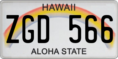HI license plate ZGD566