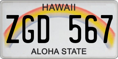 HI license plate ZGD567