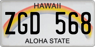 HI license plate ZGD568