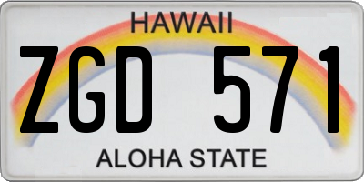 HI license plate ZGD571
