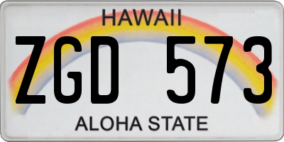 HI license plate ZGD573