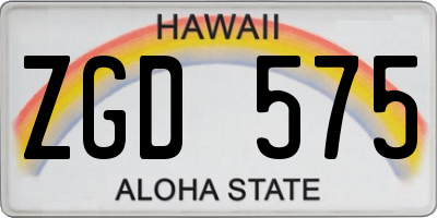 HI license plate ZGD575