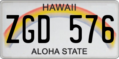 HI license plate ZGD576